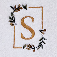 Everyday Monogram “S” 2-Piece Cotton Hand Towel Set, White
