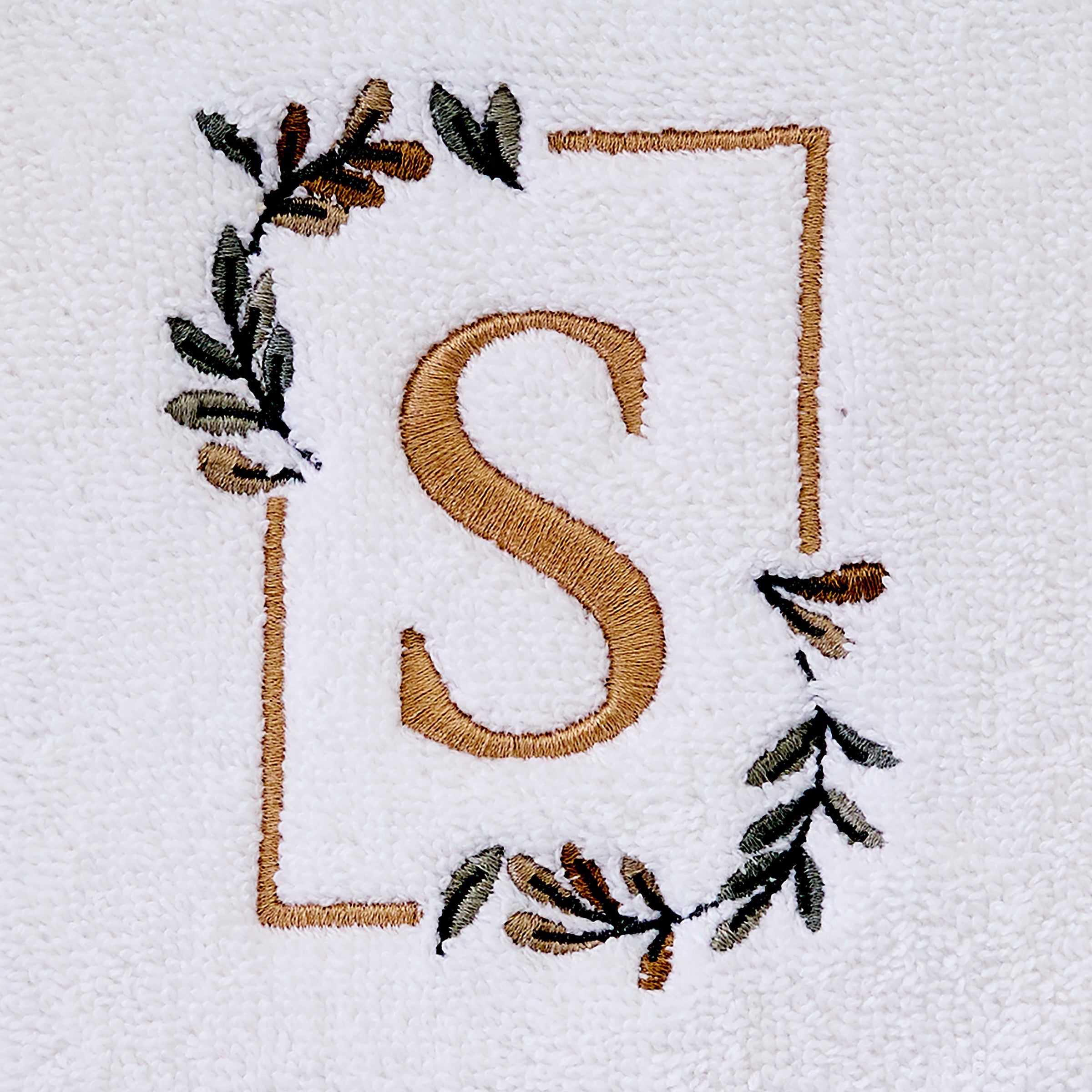 Everyday Monogram “S” 2-Piece Cotton Hand Towel Set, White