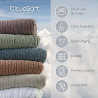 CloudSoft Cotton Luxury 4-Piece Washcloth Set, Slate