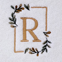 Everyday Monogram “R” 2-Piece Cotton Hand Towel Set, White