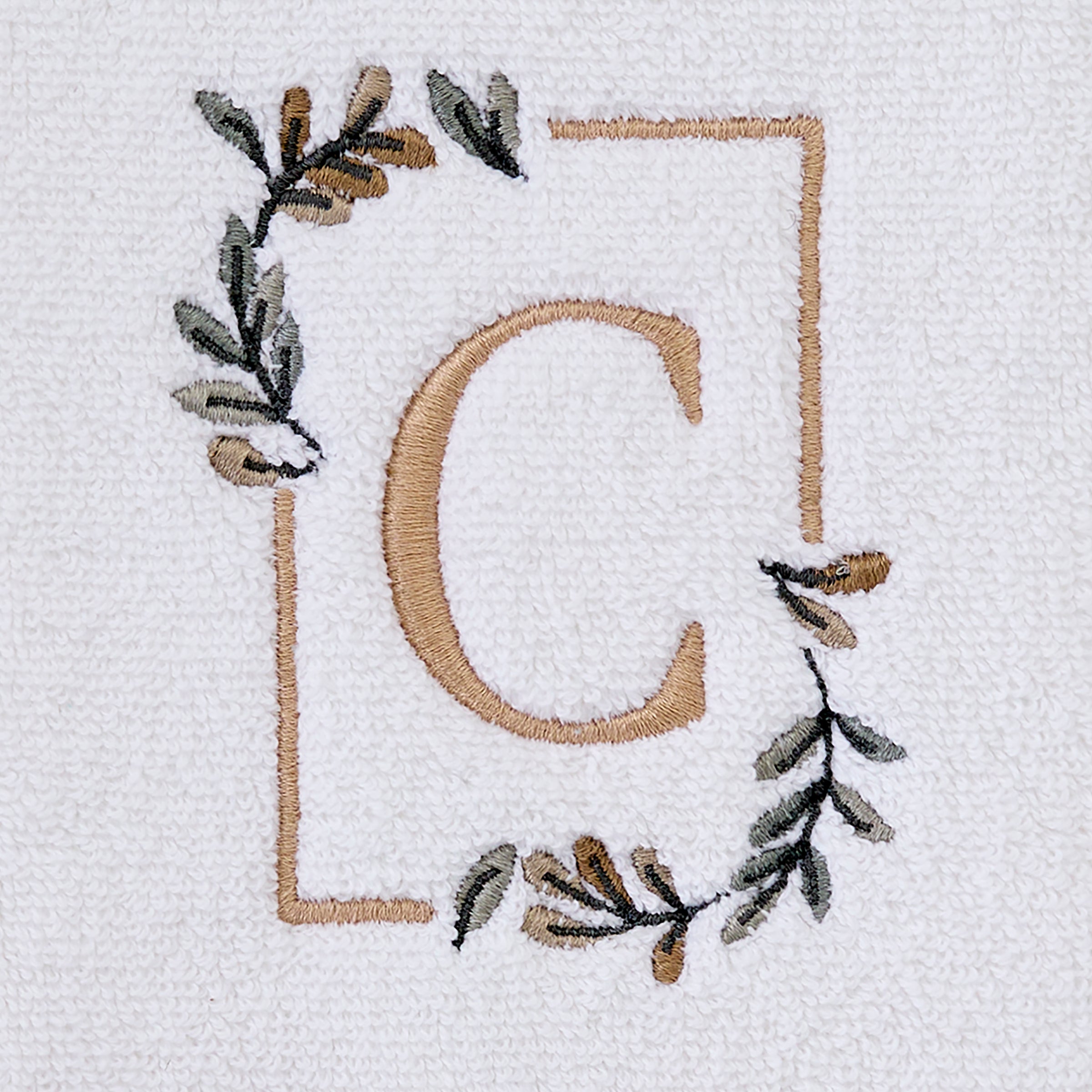 Everyday Monogram “C” 2-Piece Cotton Hand Towel Set, White