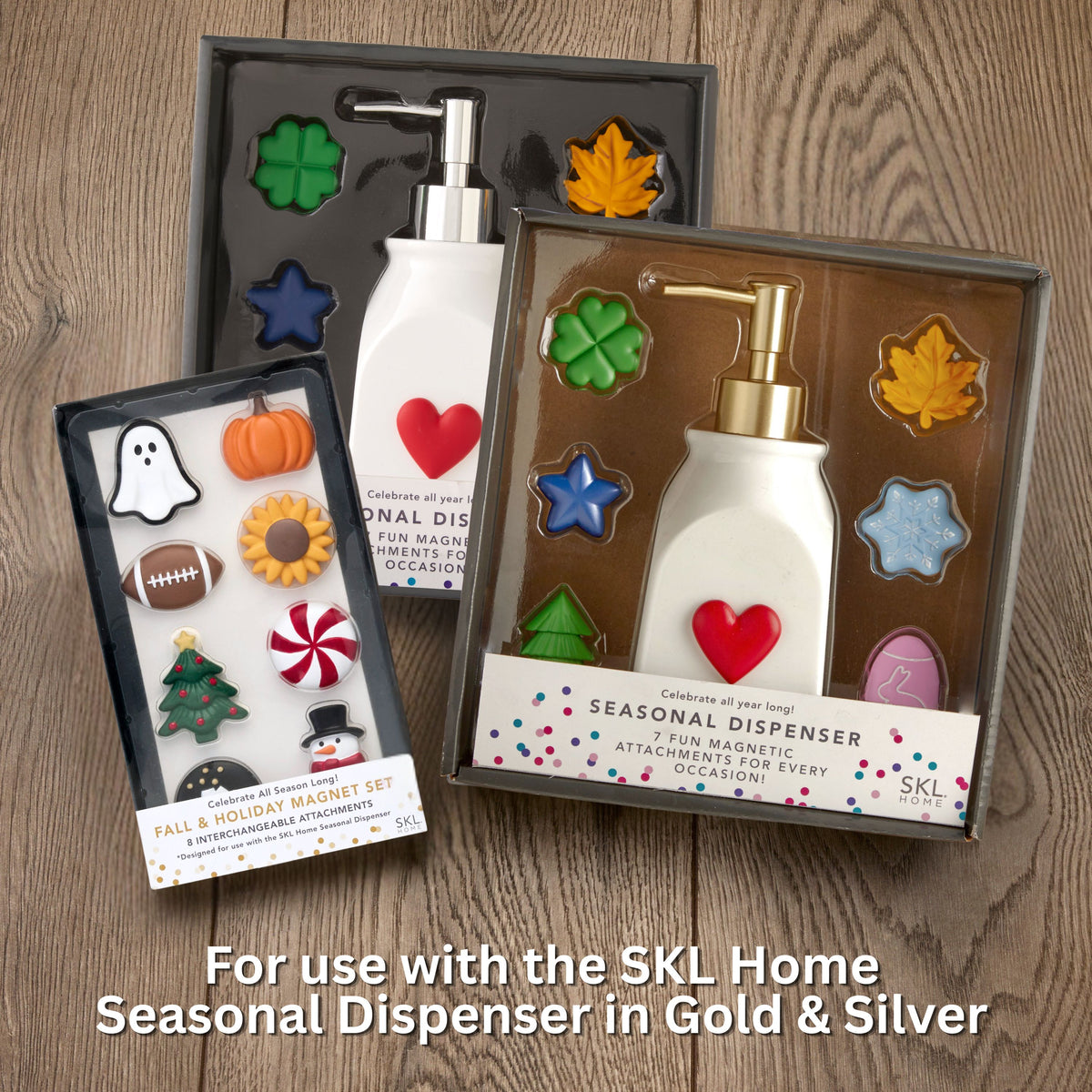 Fall & Holiday 8-Piece Magnet Set, for SKL Home Seasonal Dispenser, Multi