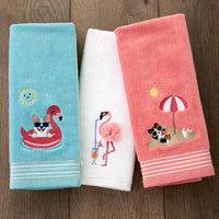 Floating Corgi 2-Piece Hand Towel Set, Aqua