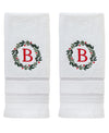 Wreath Monogram “B” 2-Piece Hand Towel Set, White