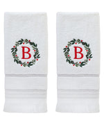 Wreath Monogram “B” 2-Piece Hand Towel Set, White