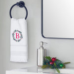 Wreath Monogram “B” 2-Piece Hand Towel Set, White