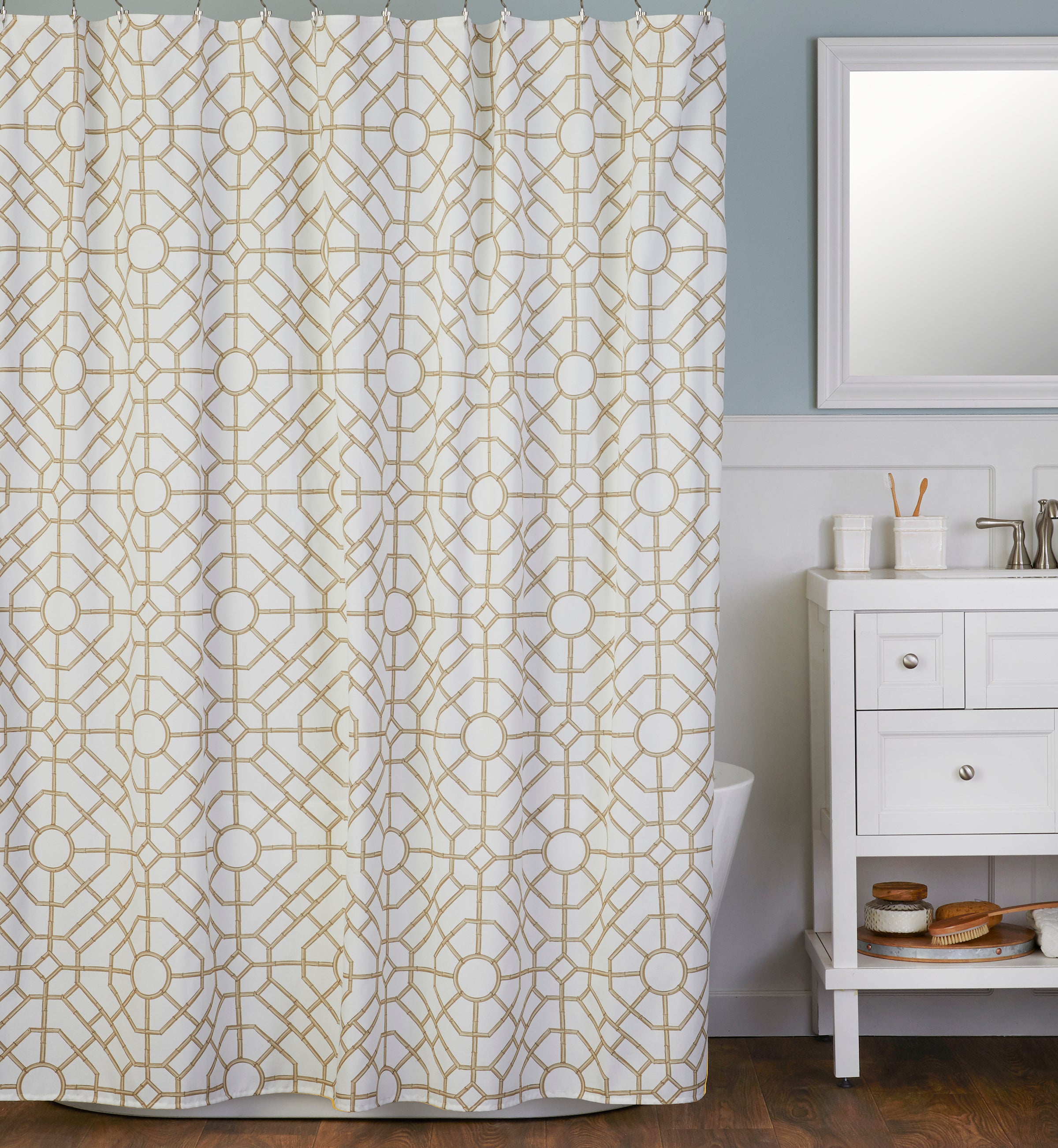 Vern Yip by SKL Home Bamboo Lattice Fabric Shower Curtain, 70"x96", Natural