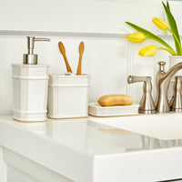 Vern Yip by SKL Home Bamboo Lattice Toothbrush Holder, White/Ecru