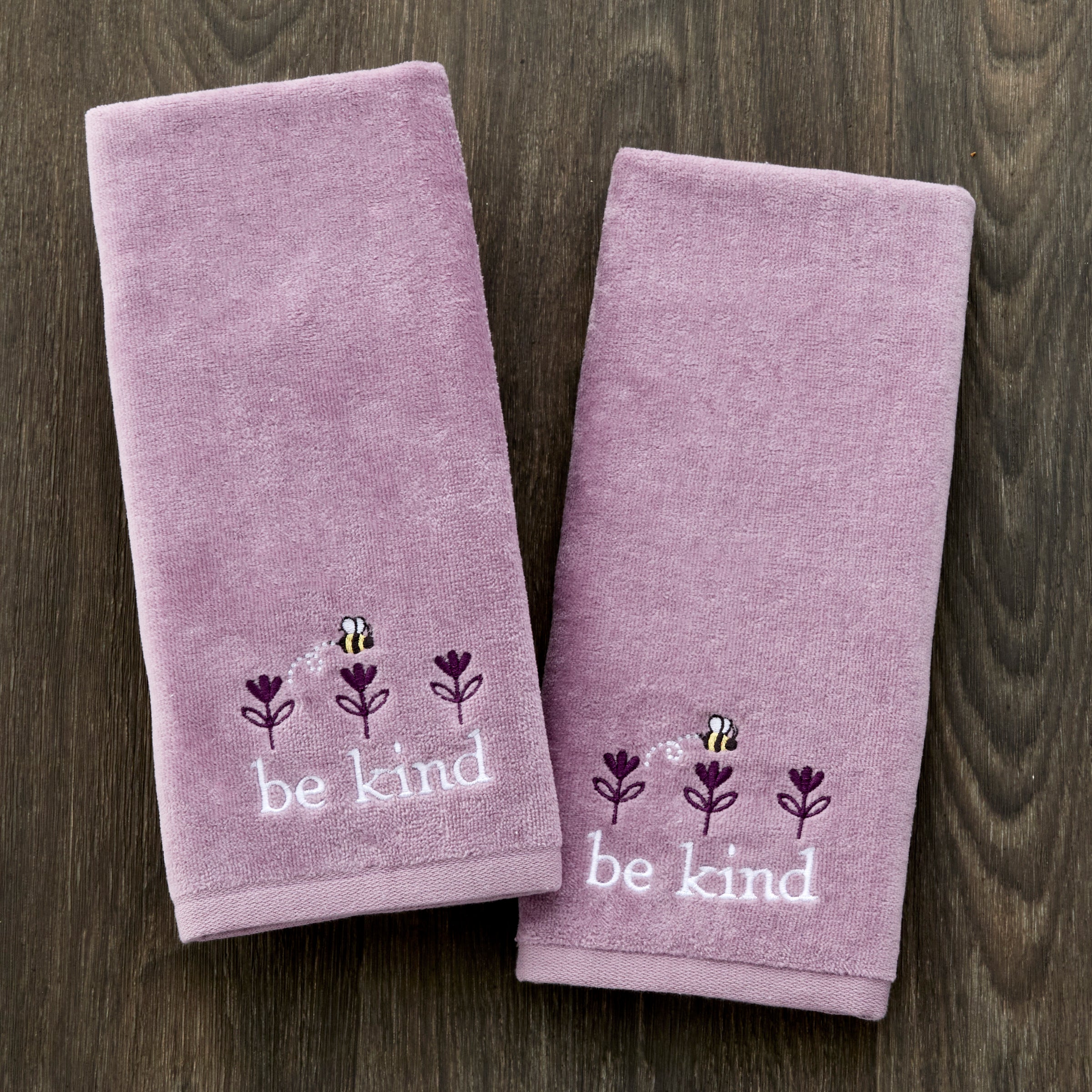 Bee Kind 2-Piece Hand Towel Set, Lavender
