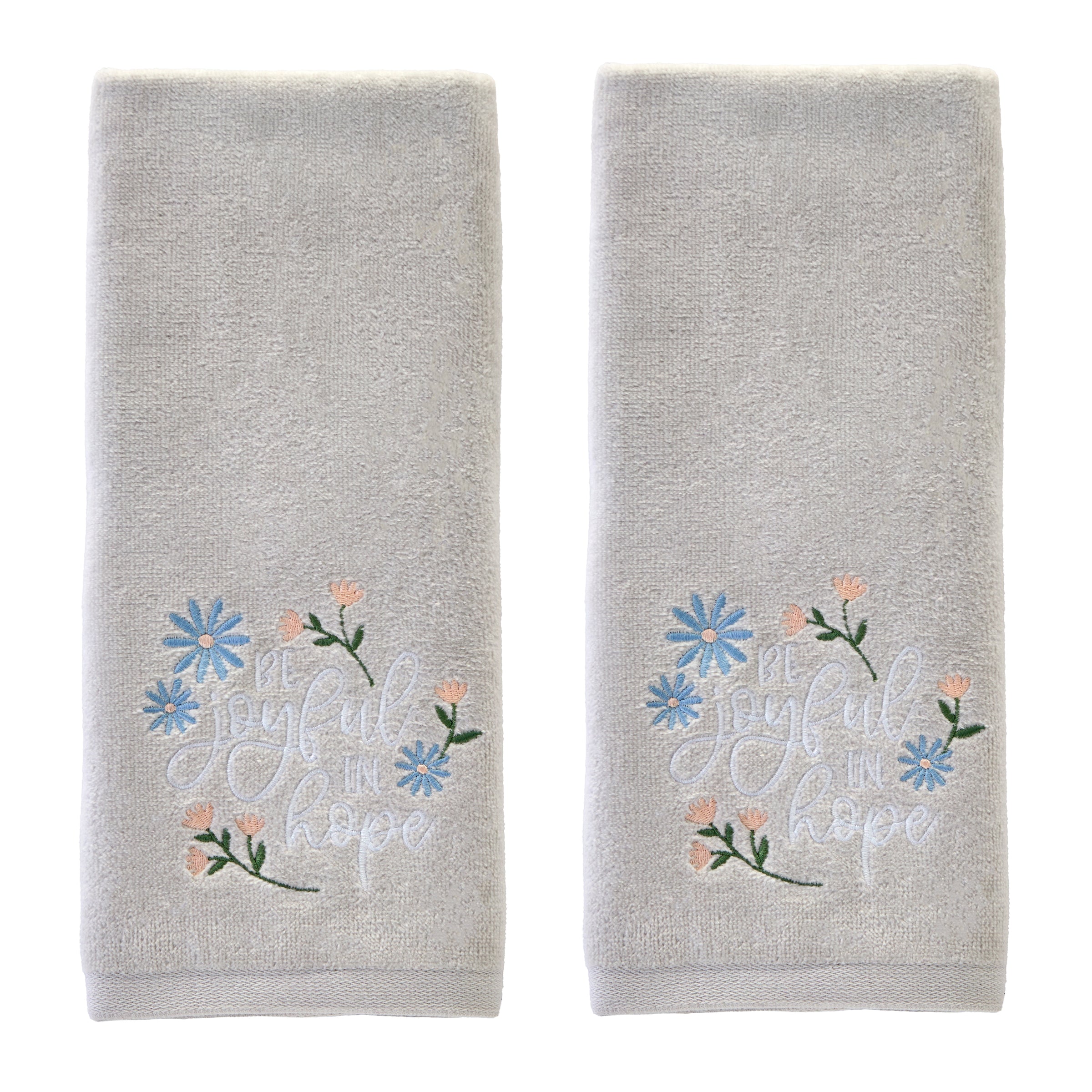Be Joyful In Hope 2-Piece Hand Towel Set, Gray