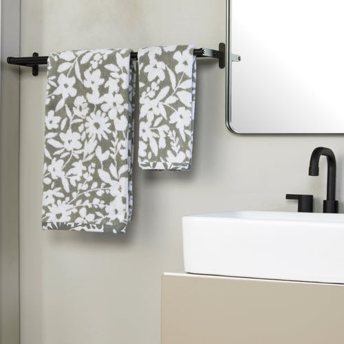 Bedford Floral Jacquard 2-Piece Hand Towel Set, Sage
