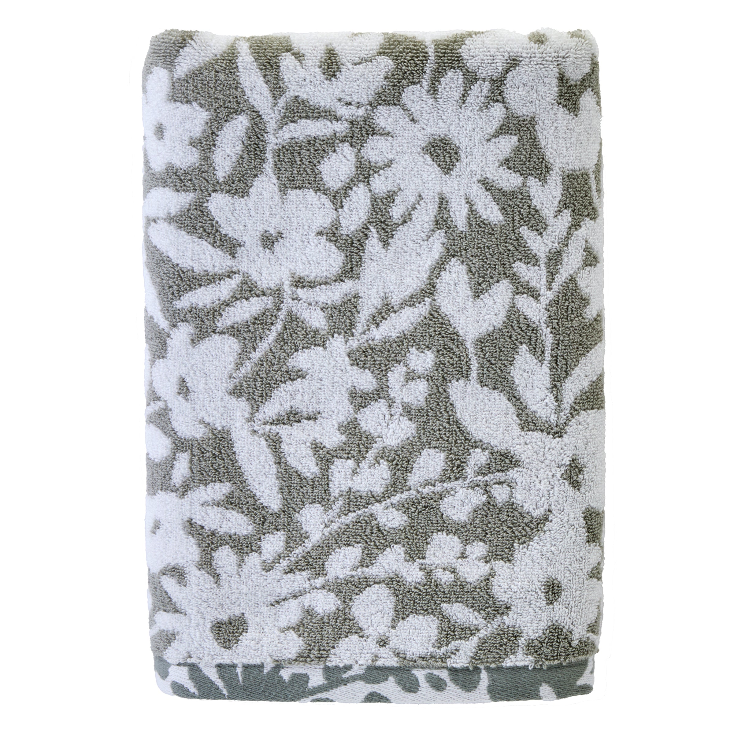 Bedford Floral Jacquard Bath Towel, Sage