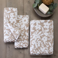 Bedford Floral Jacquard 2-Piece Hand Towel Set, Tan