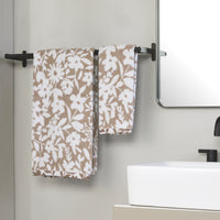 Bedford Floral Jacquard 2-Piece Hand Towel Set, Tan