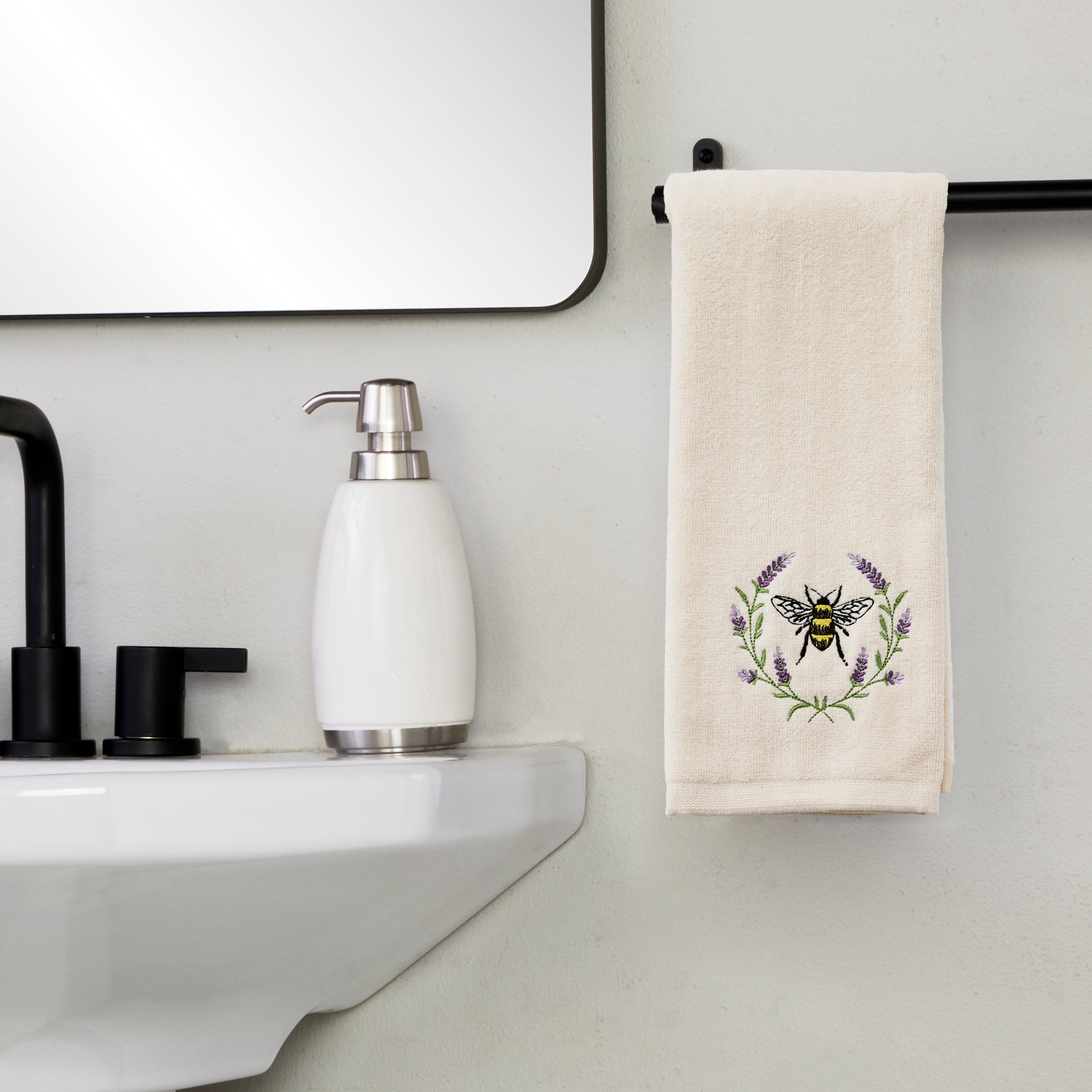 Bee Lavender 2-Piece Hand Towel Set, Natural