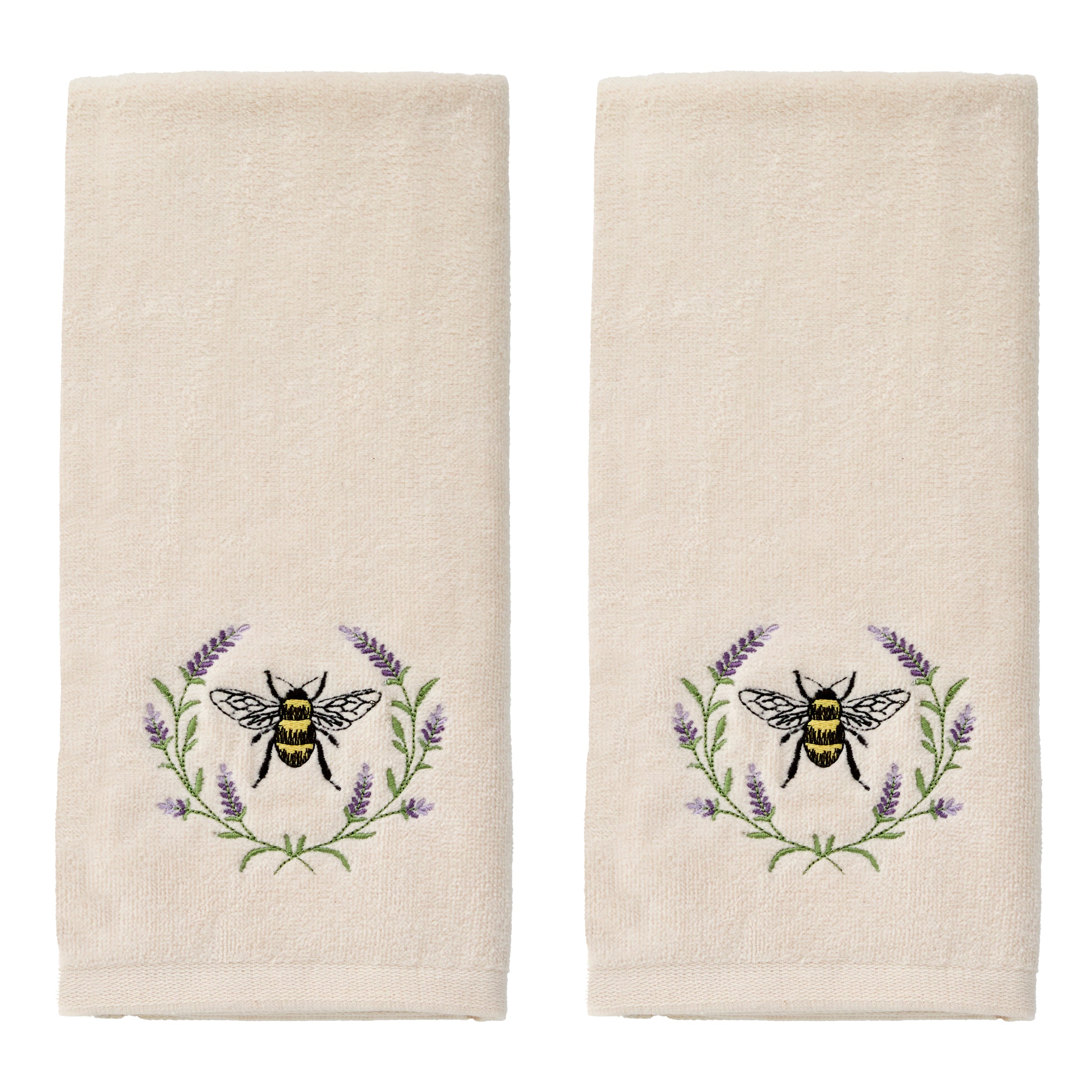 Bee Lavender 2-Piece Hand Towel Set, Natural