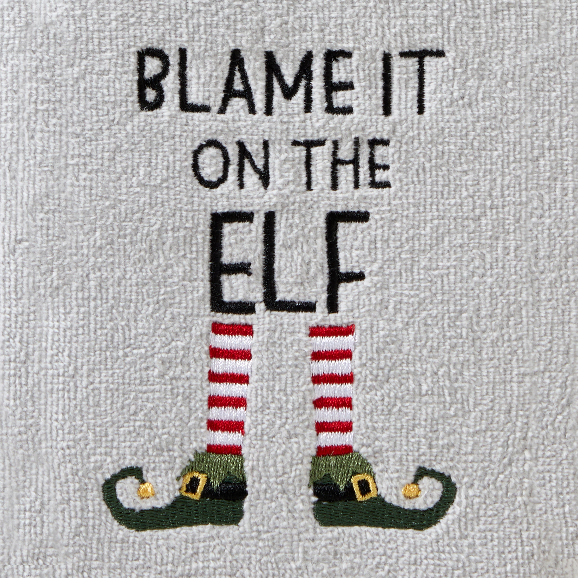 Blame It On the Elf 2-Piece Hand Towel Set, Gray