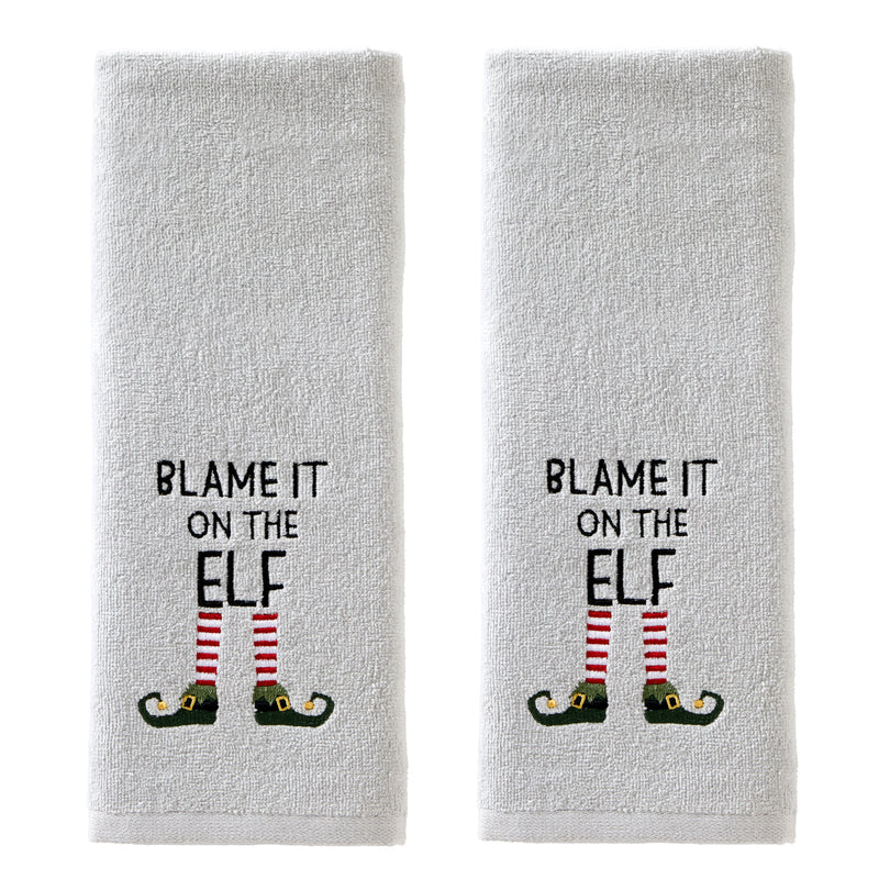 Blame It On the Elf 2-Piece Hand Towel Set, Gray