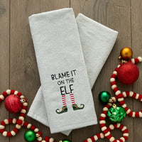 Blame It On the Elf 2-Piece Hand Towel Set, Gray