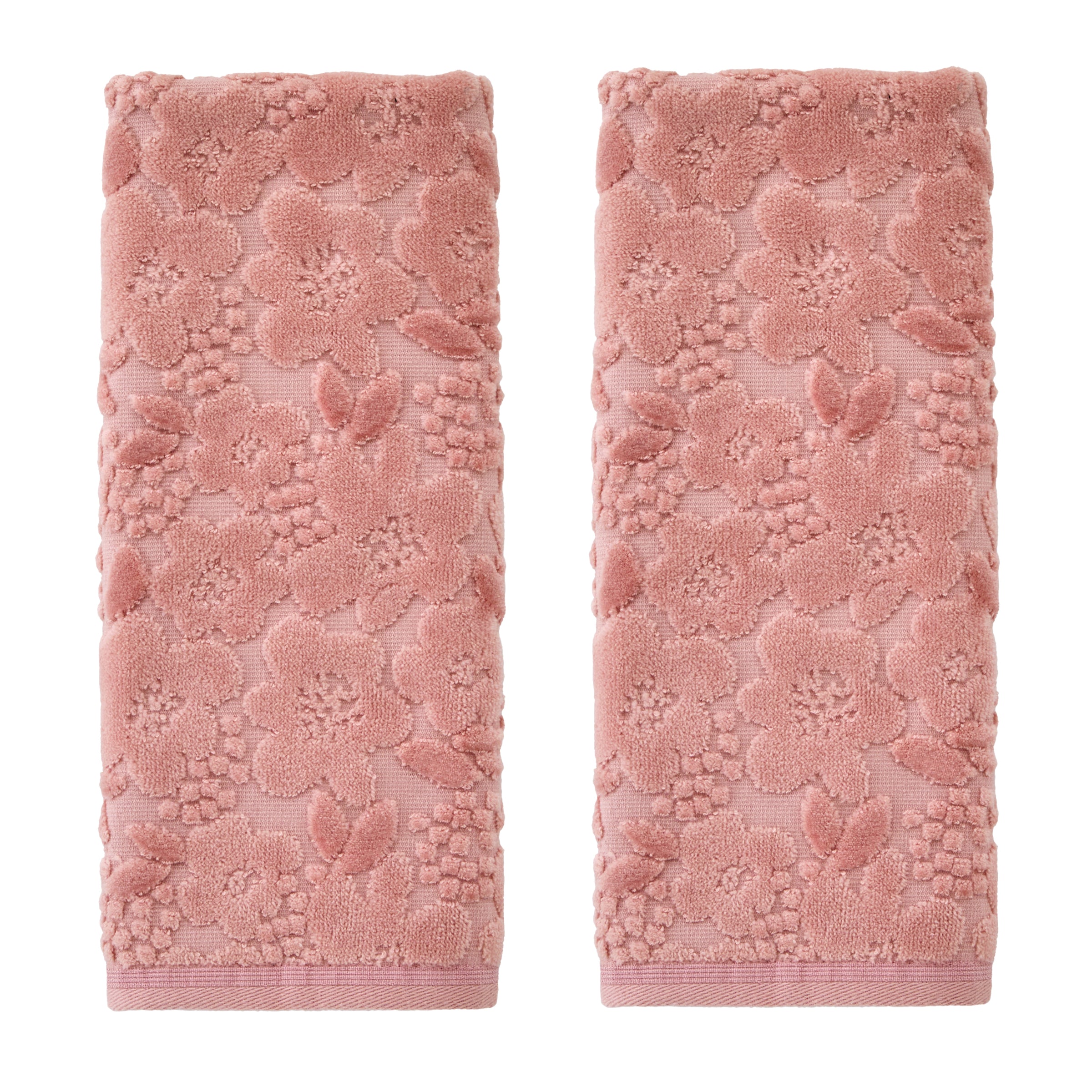 Blossom Floral 2-Piece Hand Towel Set, Blush