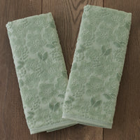 Blossom Floral 2-Piece Hand Towel Set, Sage