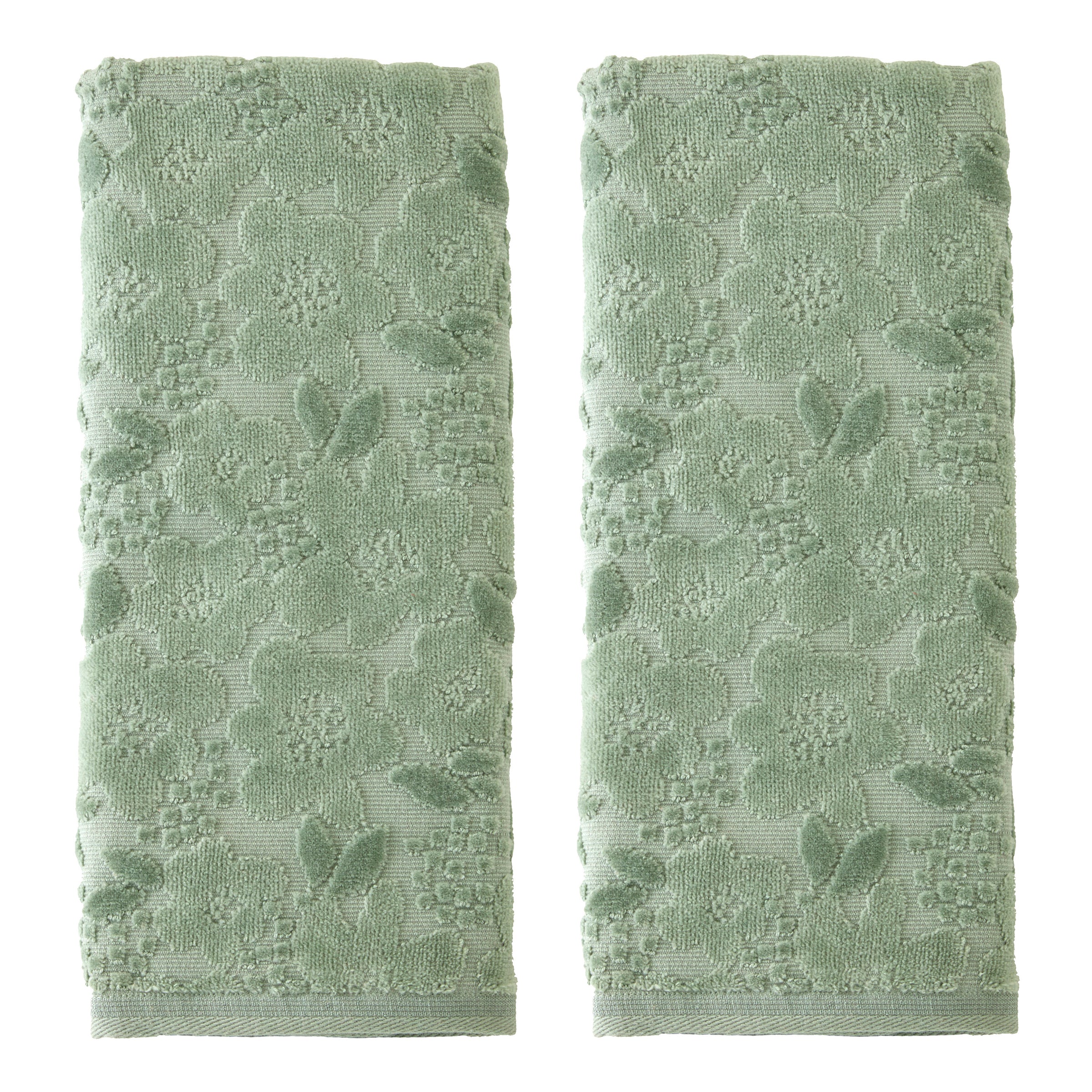 Blossom Floral 2-Piece Hand Towel Set, Sage