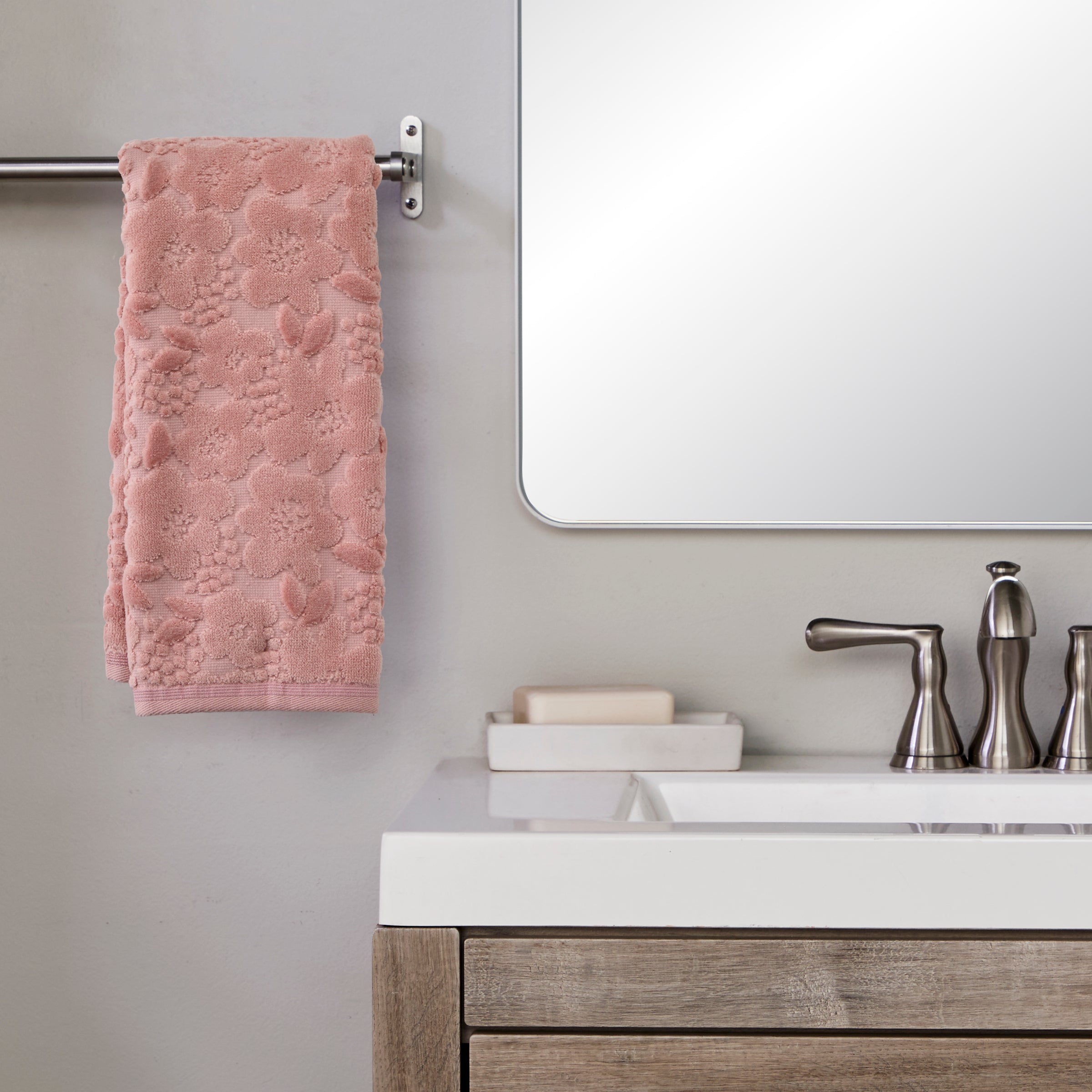 Blossom Floral 2-Piece Hand Towel Set, Blush