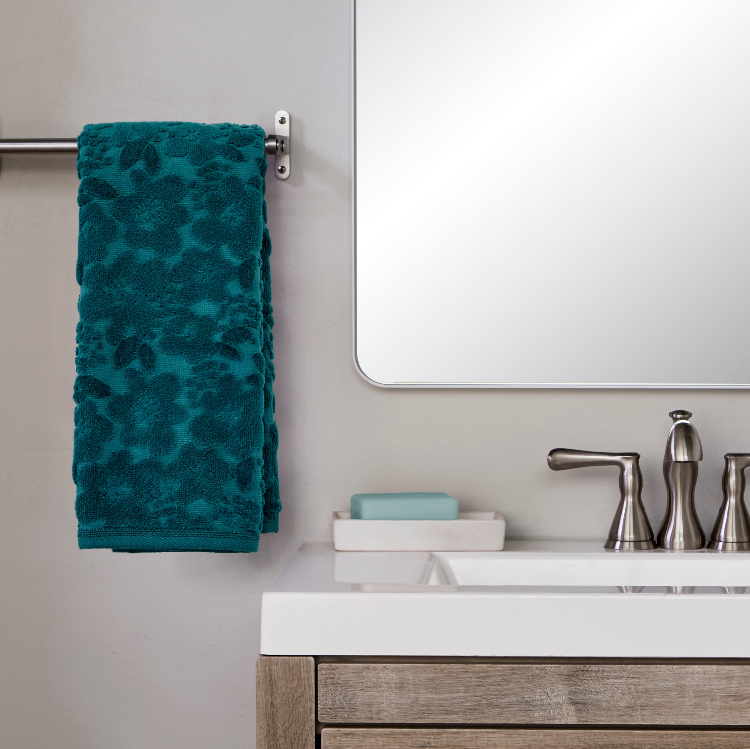 Blossom Floral 2-Piece Hand Towel Set, Spruce
