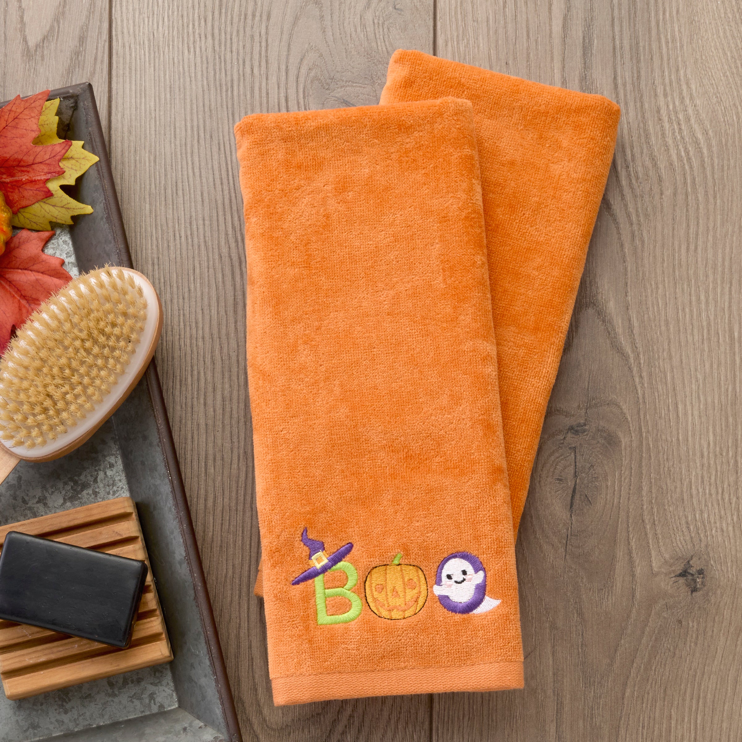 Boo 2-Piece Hand Towel Set, Orange