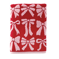 Bow Jacquard Bath Towel, Red/Pink