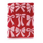 Bow Jacquard Bath Towel, Red/Pink
