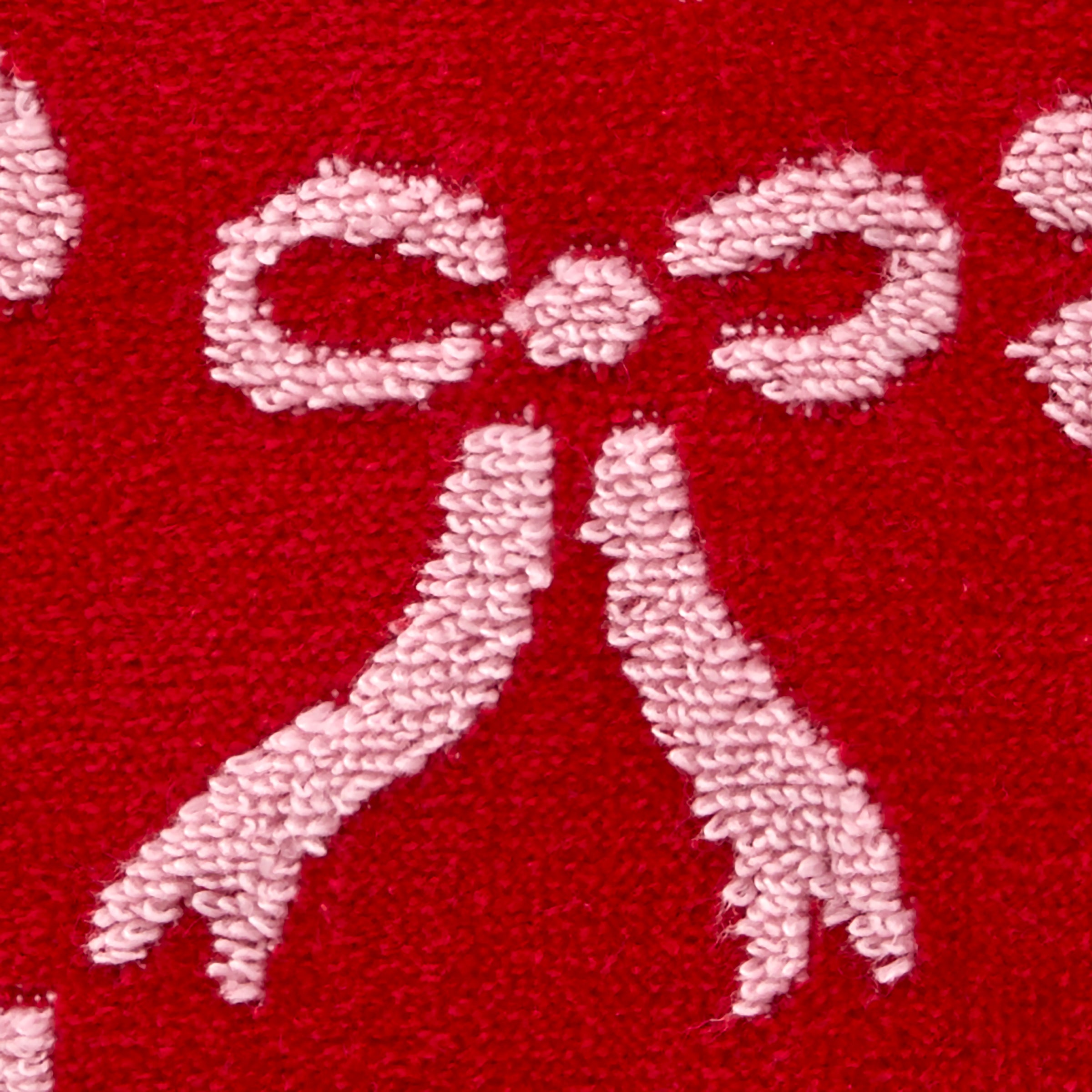 Bow Jacquard 2-Piece Hand Towel Set, Red/Pink