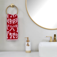 Bow Jacquard 2-Piece Hand Towel Set, Red/Pink