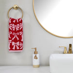 Bow Jacquard 2-Piece Hand Towel Set, Red/Pink