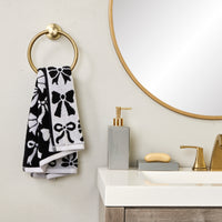 Bow Jacquard 2-Piece Hand Towel Set, Black/White