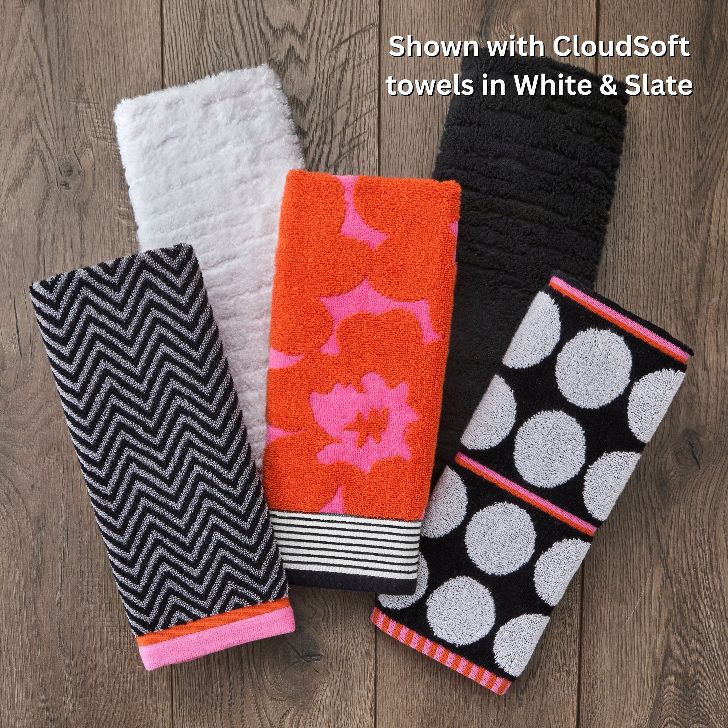 Floral Grande Reversible Jacquard 2-Piece Hand Towel Set, Pink/Orange