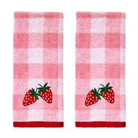 Buffalo Plaid Strawberry 2-Piece Hand Towel Set, Pink