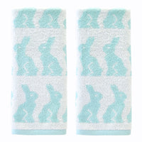 Bunny Jacquard 2-Piece Hand Towel Set, Aqua