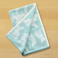 Bunny Jacquard 2-Piece Hand Towel Set, Aqua