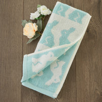 Bunny Jacquard 2-Piece Hand Towel Set, Aqua