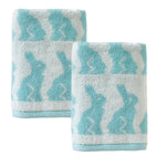 Bunny Jacquard 2-Piece Hand Towel Set, Aqua