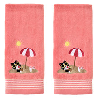 Buried Cat 2-Piece Hand Towel Set, Coral