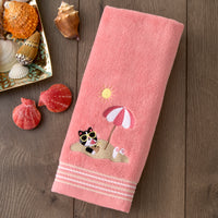 Buried Cat 2-Piece Hand Towel Set, Coral