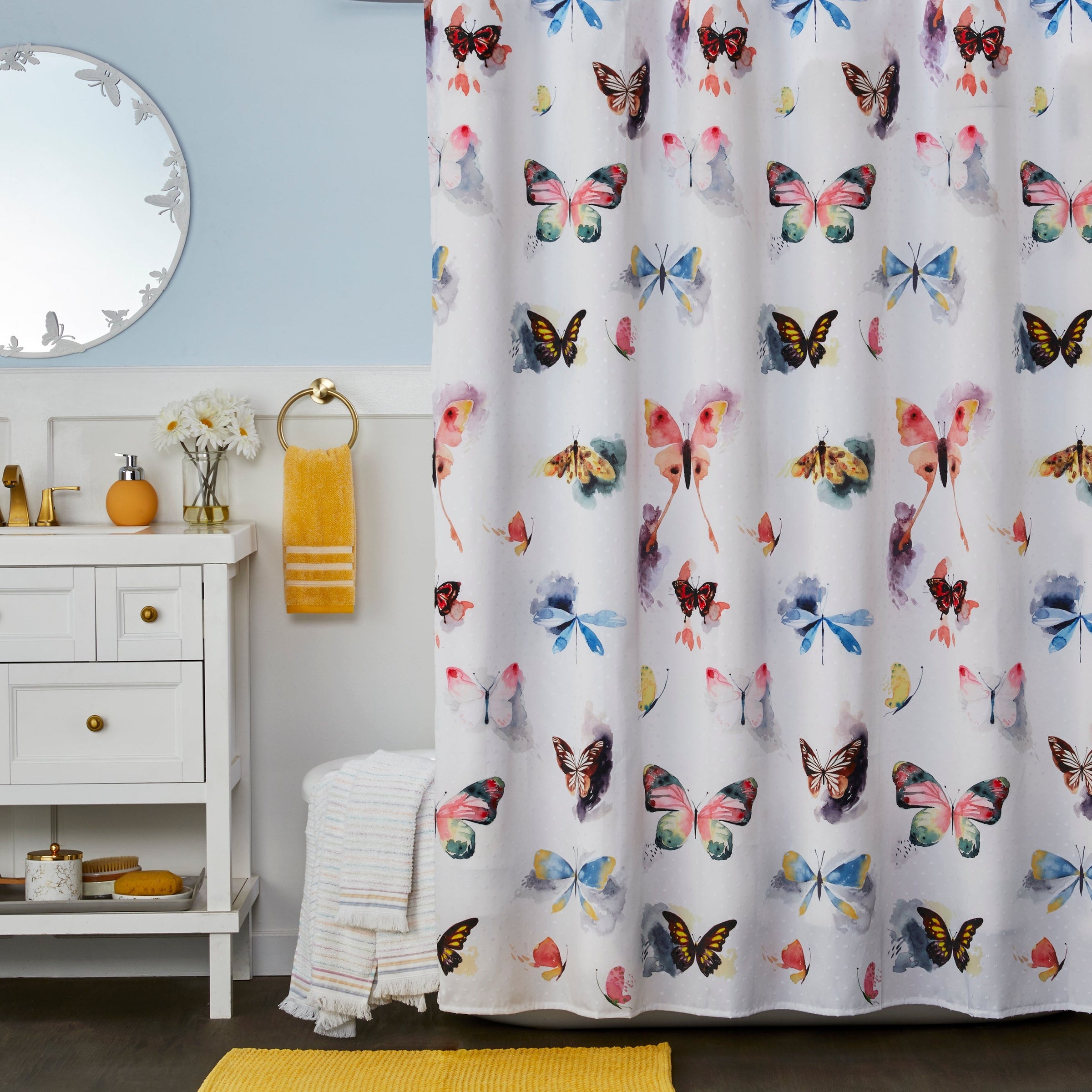 Butterfly Wishes Fabric Shower Curtain, Multi