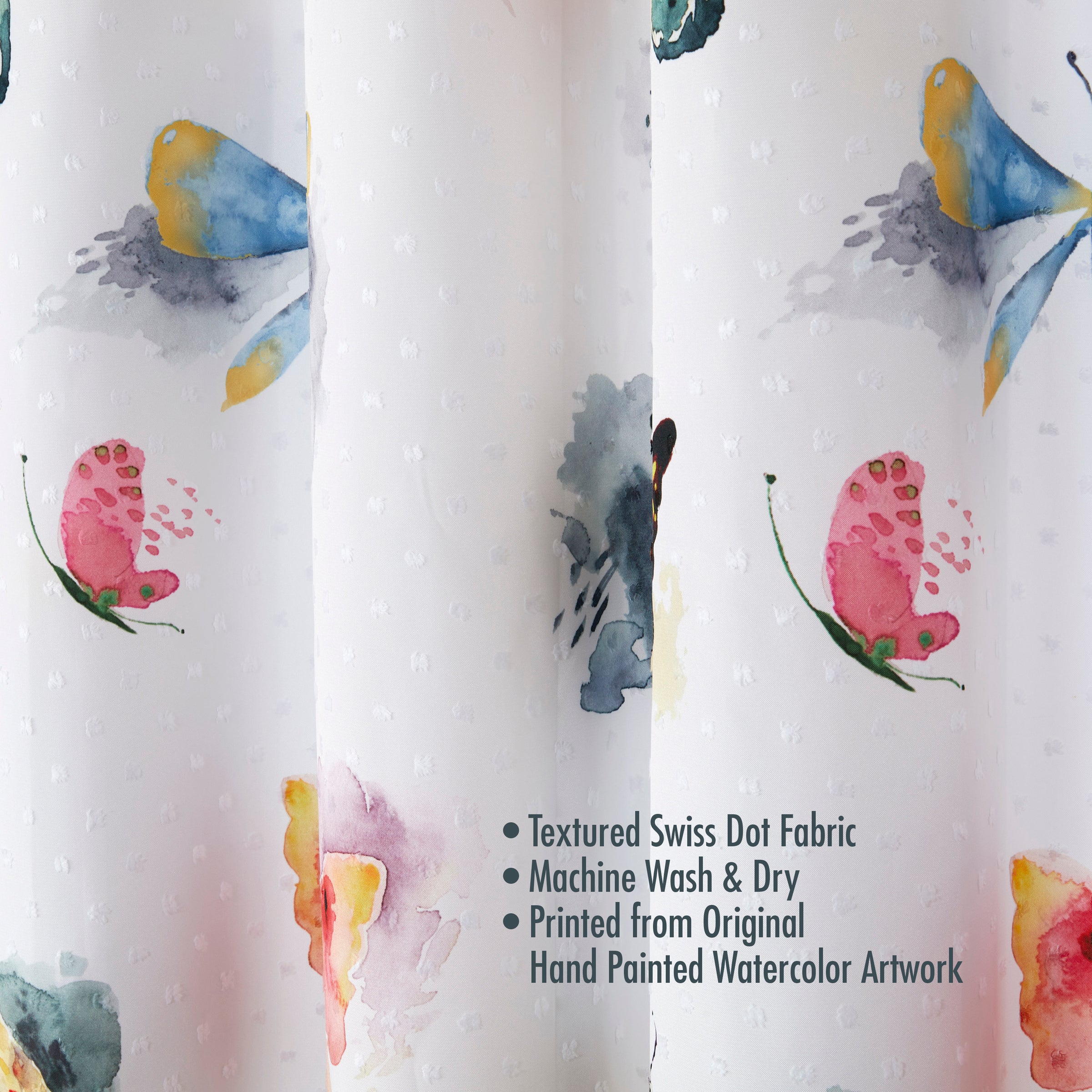 Butterfly Wishes Fabric Shower Curtain, Multi