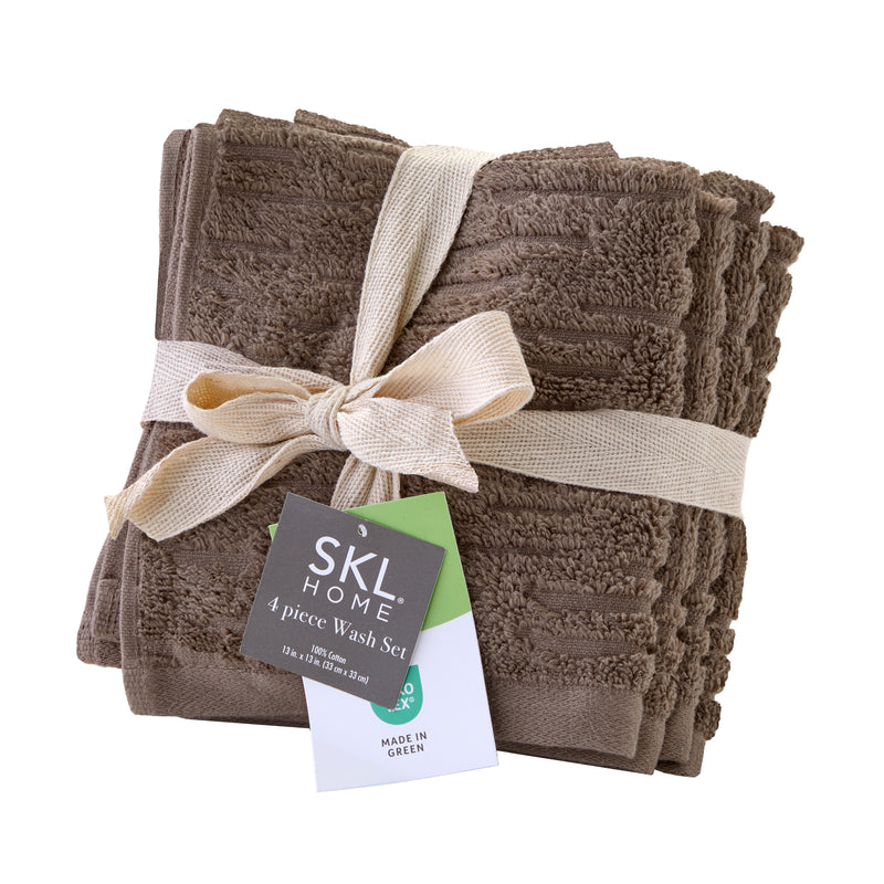 CloudSoft Cotton Luxury 4-Piece Washcloth Set, Mink