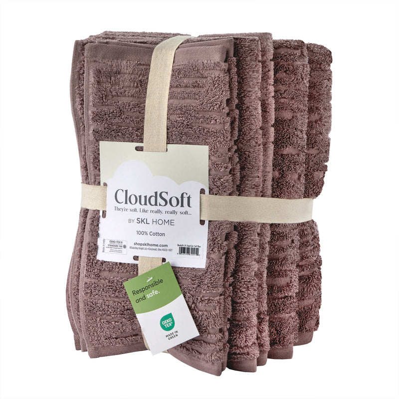 CloudSoft Cotton Luxury 6-Piece Towel Set, Soft Plum