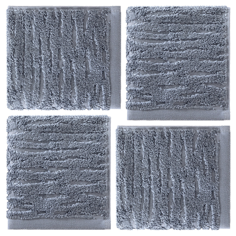CloudSoft Cotton Luxury 4-Piece Washcloth Set, Smoke Blue