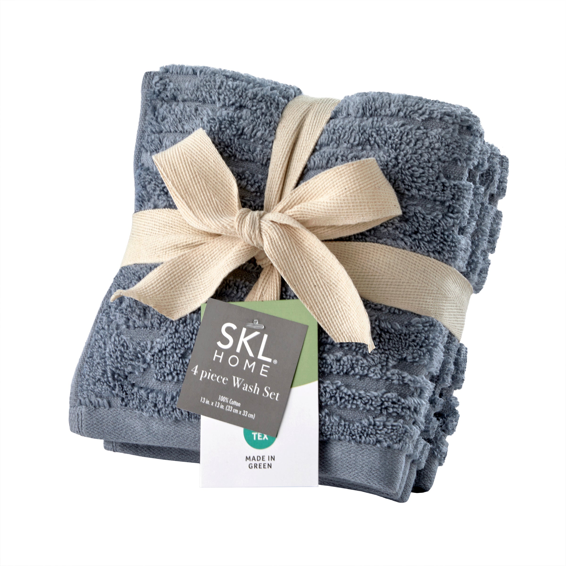 CloudSoft Cotton Luxury 4-Piece Washcloth Set, Smoke Blue