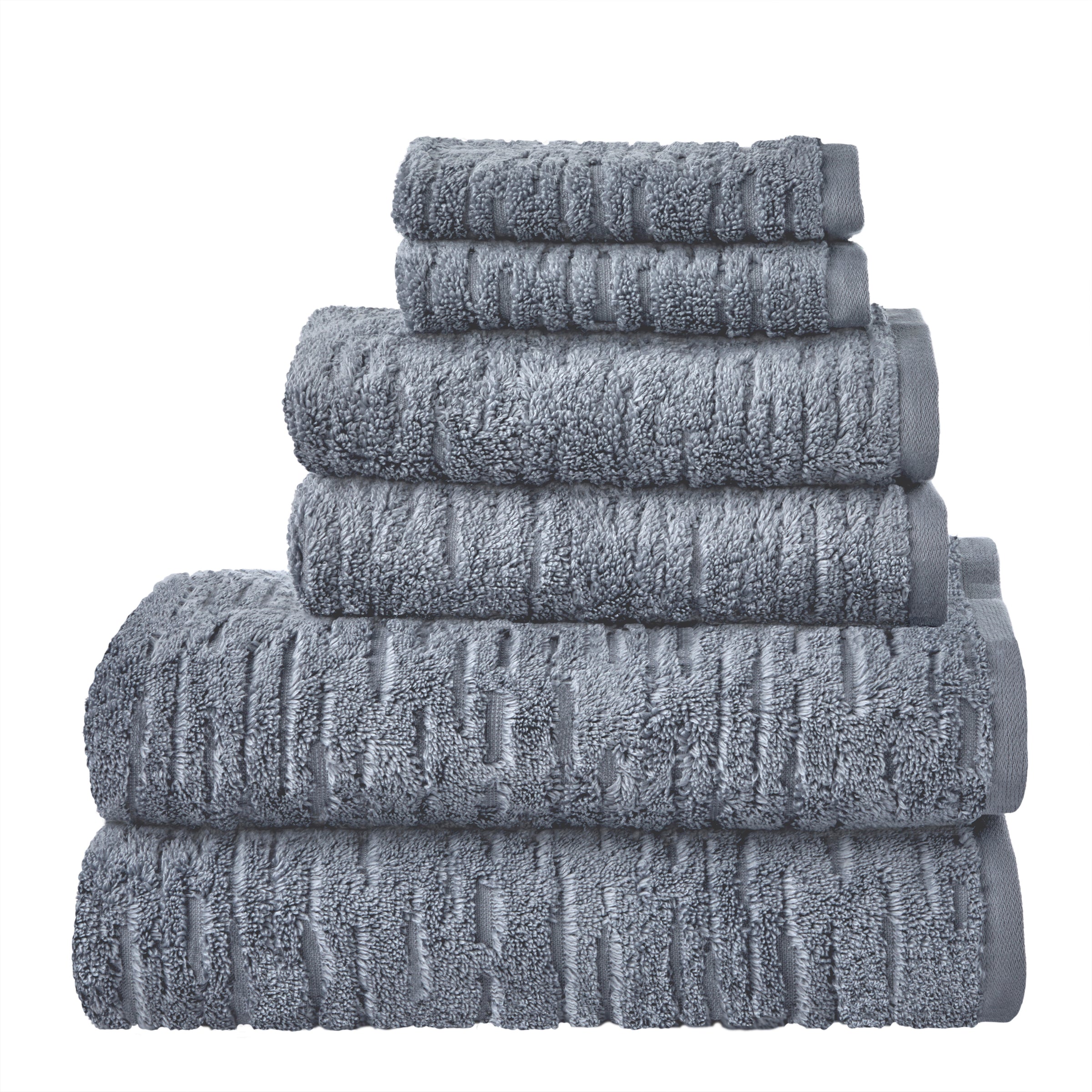 CloudSoft Cotton Luxury 6-Piece Towel Set, Smoke Blue